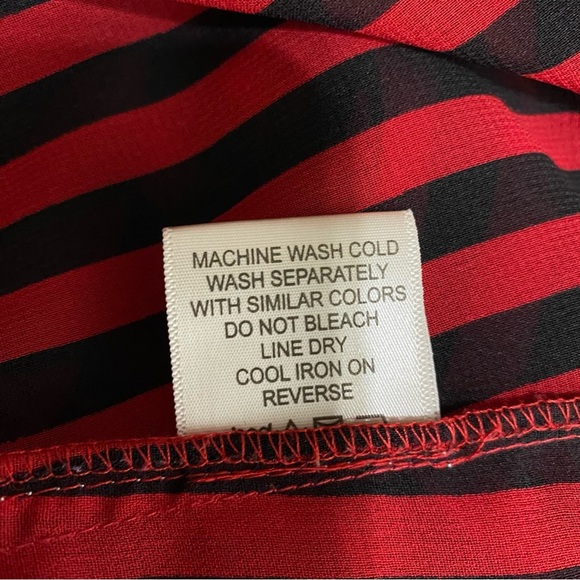 Live 4 Truth Red & Black Striped Sheer Bow Back Blouse - Picture 8 of 8